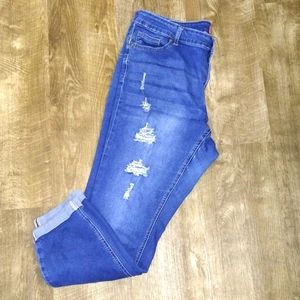 WAX JEAN medium wash distressed skinny jeans sz18